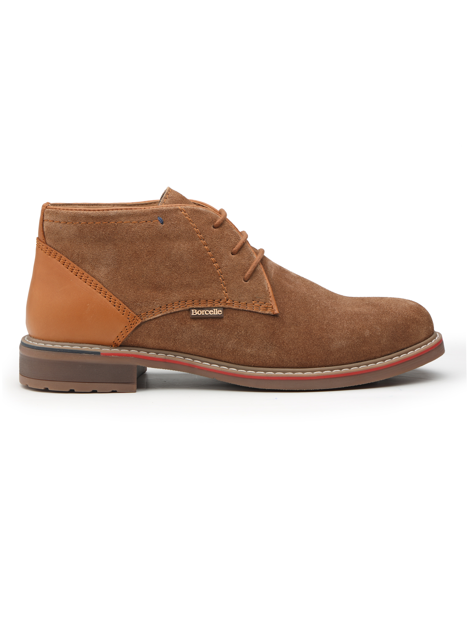 Borcelle Men’s Cognac Suede Desert Boots – Heritage Tan Accents