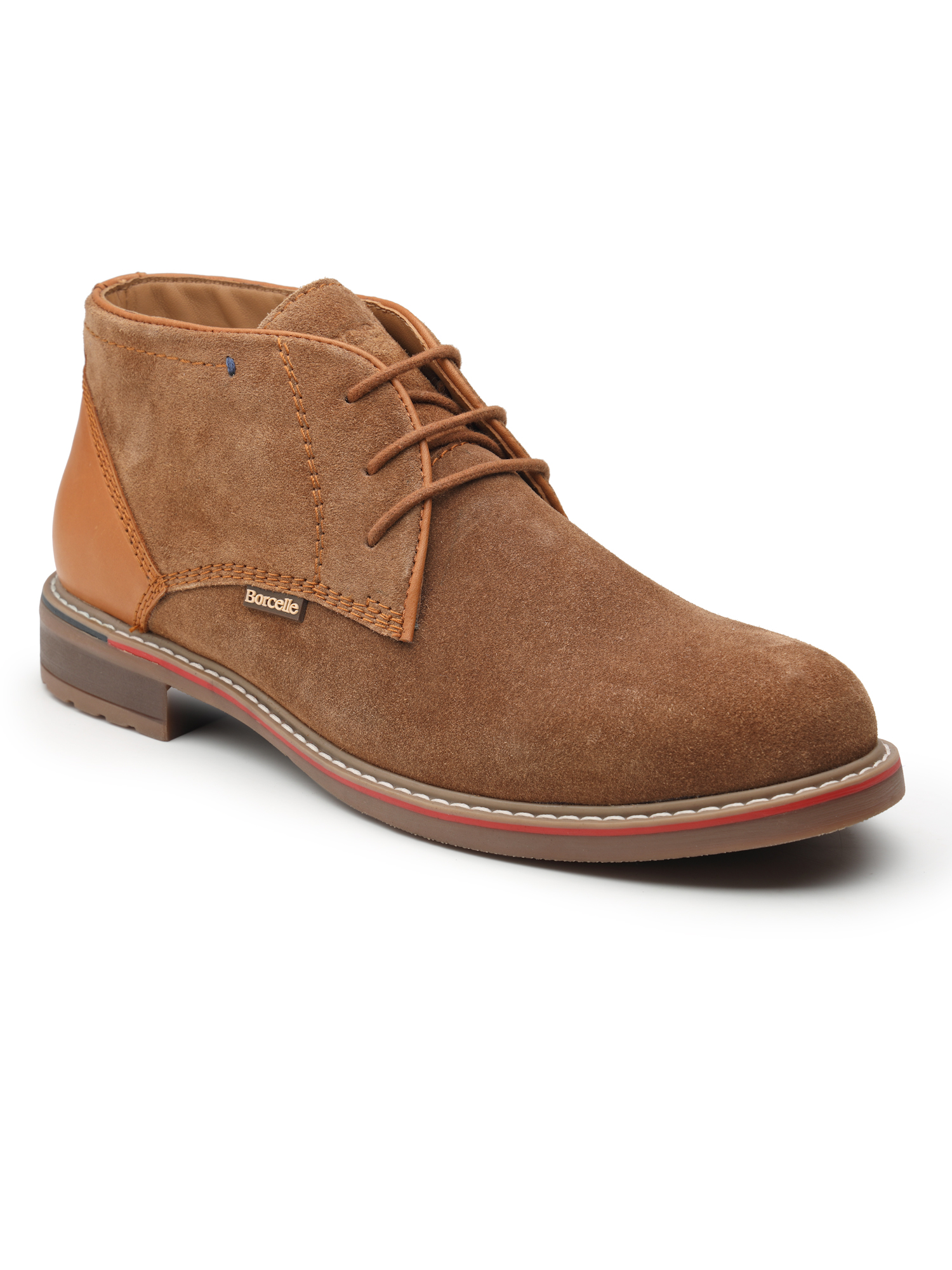 Borcelle Men’s Cognac Suede Desert Boots – Heritage Tan Accents - Image 2