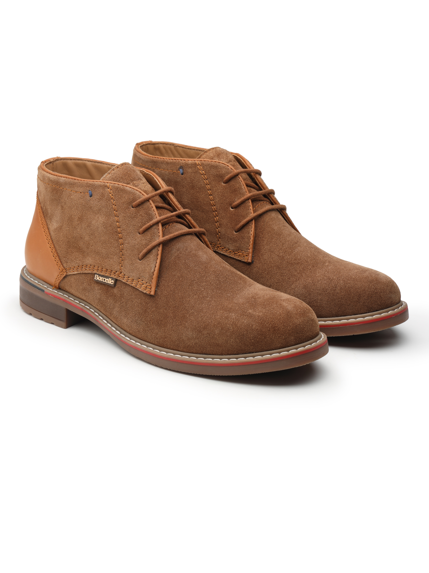 Borcelle Men’s Cognac Suede Desert Boots – Heritage Tan Accents - Image 4